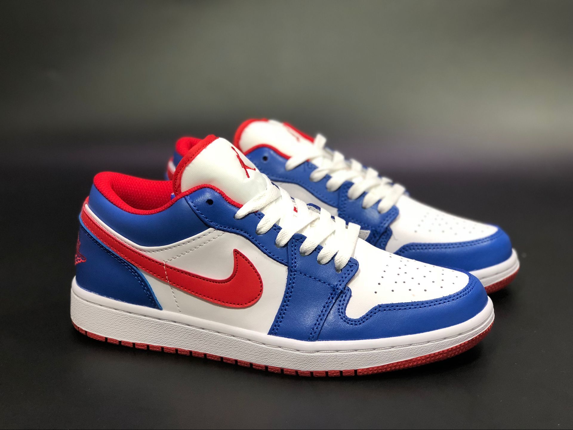 Air Jordan 1 Low America Captain White Blue Red Women Shoes - Click Image to Close